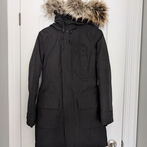 TNA Black Bancroft Vegan Jacket with Faux-Fur Hood XS